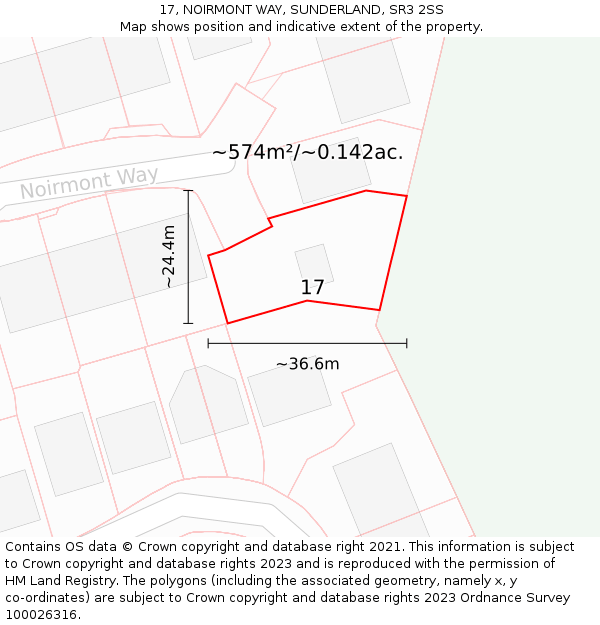 17, NOIRMONT WAY, SUNDERLAND, SR3 2SS: Plot and title map