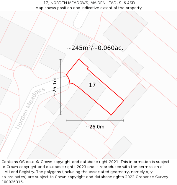 17, NORDEN MEADOWS, MAIDENHEAD, SL6 4SB: Plot and title map