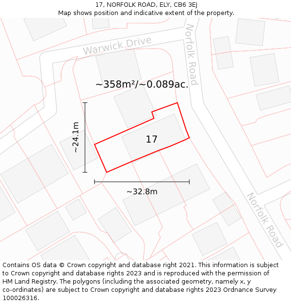 17, NORFOLK ROAD, ELY, CB6 3EJ: Plot and title map