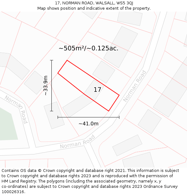 17, NORMAN ROAD, WALSALL, WS5 3QJ: Plot and title map