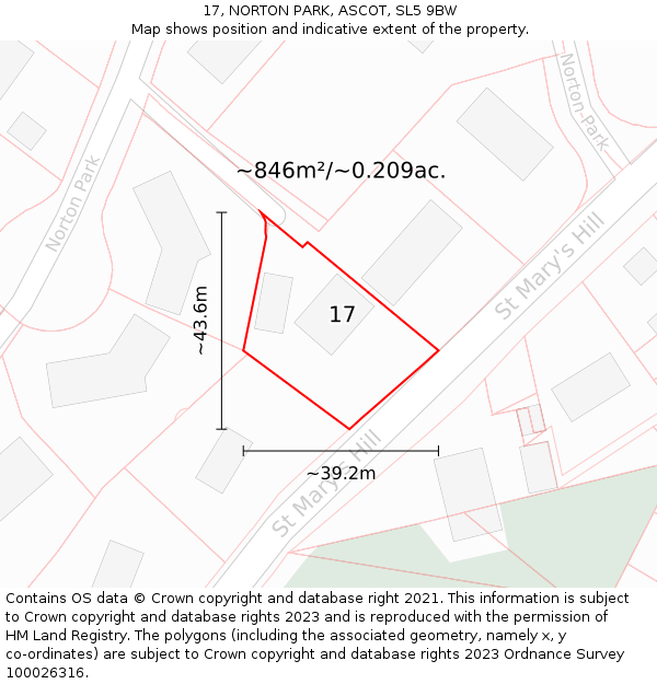 17, NORTON PARK, ASCOT, SL5 9BW: Plot and title map