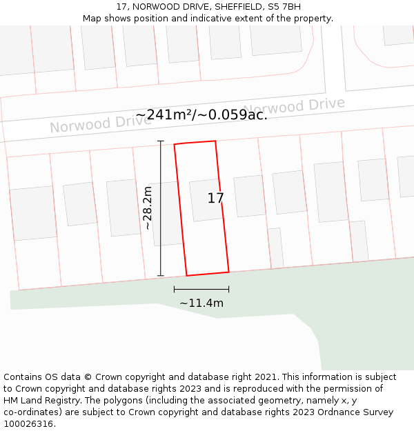 17, NORWOOD DRIVE, SHEFFIELD, S5 7BH: Plot and title map