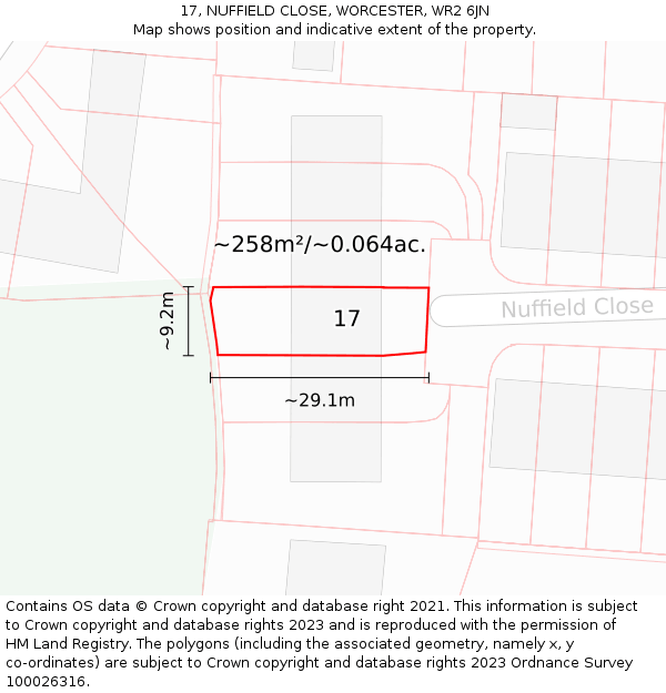 17, NUFFIELD CLOSE, WORCESTER, WR2 6JN: Plot and title map
