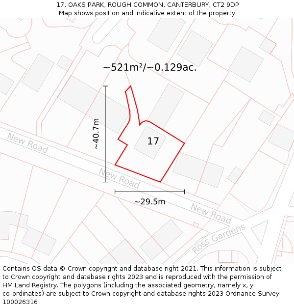 17, OAKS PARK, ROUGH COMMON, CANTERBURY, CT2 9DP: Plot and title map
