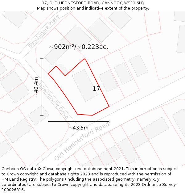 17, OLD HEDNESFORD ROAD, CANNOCK, WS11 6LD: Plot and title map