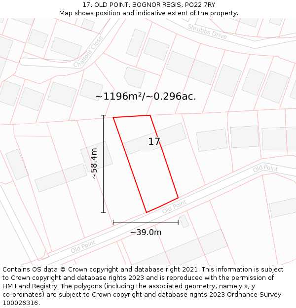 17, OLD POINT, BOGNOR REGIS, PO22 7RY: Plot and title map