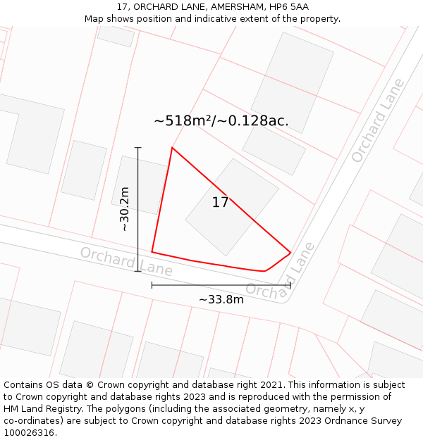 17, ORCHARD LANE, AMERSHAM, HP6 5AA: Plot and title map
