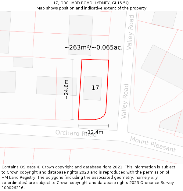 17, ORCHARD ROAD, LYDNEY, GL15 5QL: Plot and title map