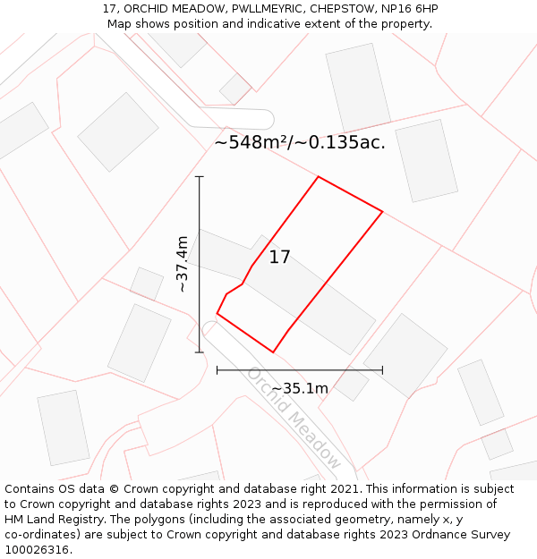 17, ORCHID MEADOW, PWLLMEYRIC, CHEPSTOW, NP16 6HP: Plot and title map