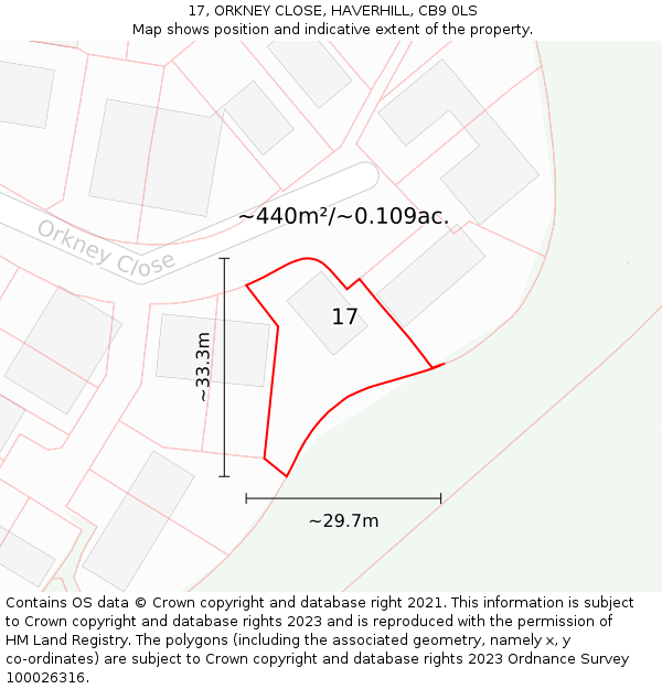 17, ORKNEY CLOSE, HAVERHILL, CB9 0LS: Plot and title map