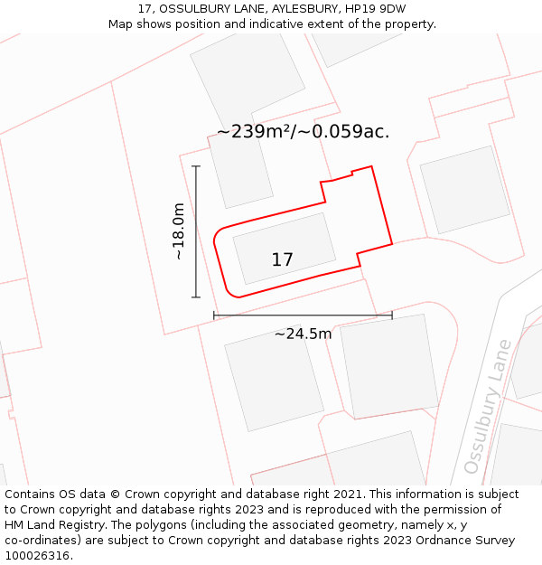 17, OSSULBURY LANE, AYLESBURY, HP19 9DW: Plot and title map