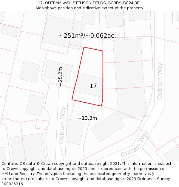 17, OUTRAM WAY, STENSON FIELDS, DERBY, DE24 3EH: Plot and title map