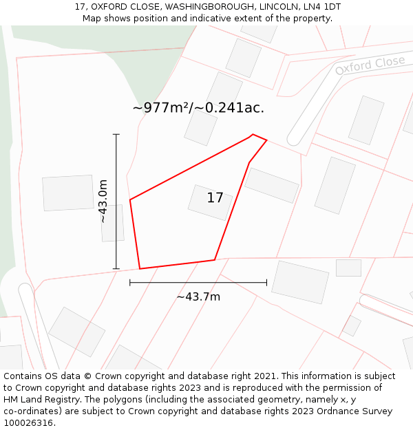 17, OXFORD CLOSE, WASHINGBOROUGH, LINCOLN, LN4 1DT: Plot and title map