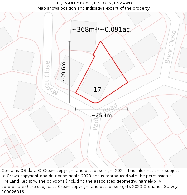 17, PADLEY ROAD, LINCOLN, LN2 4WB: Plot and title map