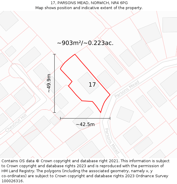 17, PARSONS MEAD, NORWICH, NR4 6PG: Plot and title map