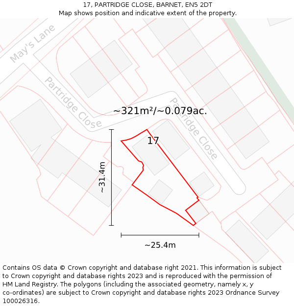 17, PARTRIDGE CLOSE, BARNET, EN5 2DT: Plot and title map