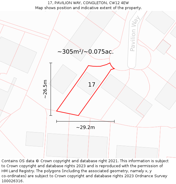 17, PAVILION WAY, CONGLETON, CW12 4EW: Plot and title map