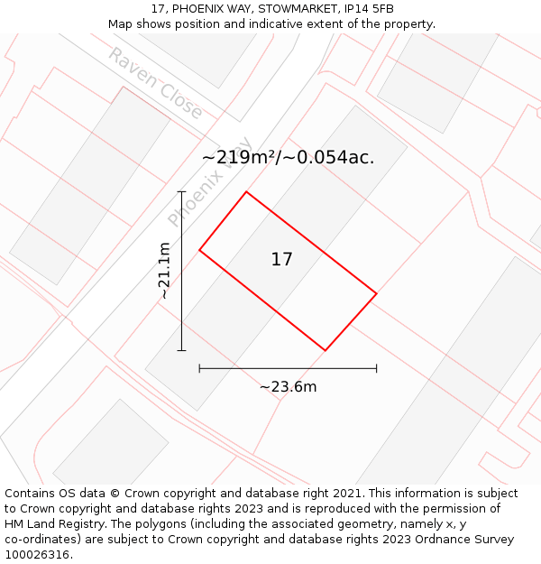 17, PHOENIX WAY, STOWMARKET, IP14 5FB: Plot and title map