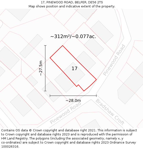 17, PINEWOOD ROAD, BELPER, DE56 2TS: Plot and title map