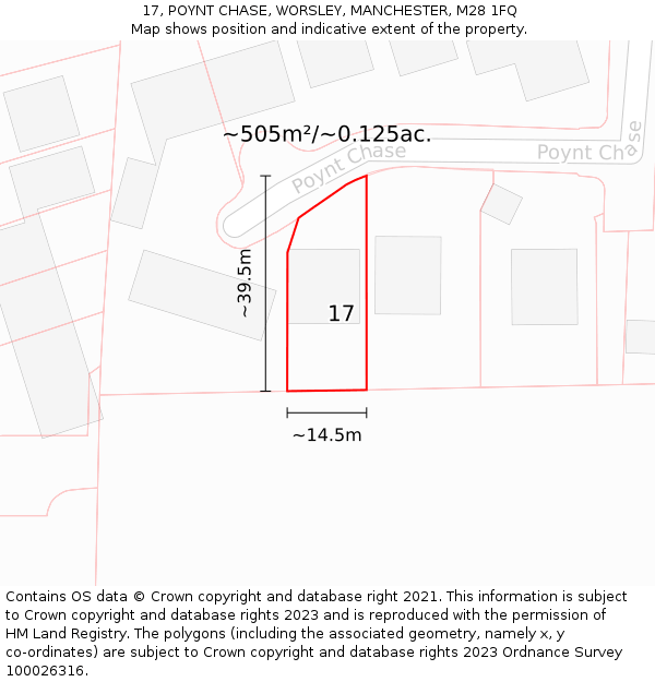 17, POYNT CHASE, WORSLEY, MANCHESTER, M28 1FQ: Plot and title map