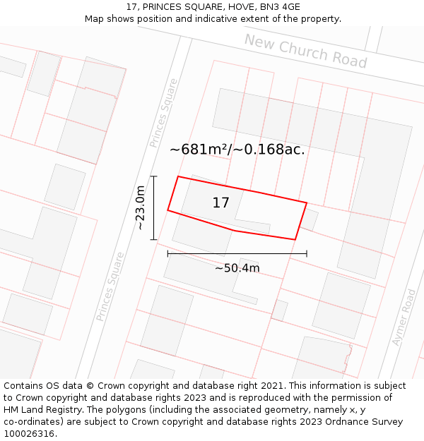 17, PRINCES SQUARE, HOVE, BN3 4GE: Plot and title map