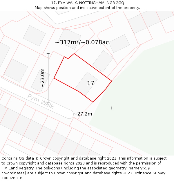 17, PYM WALK, NOTTINGHAM, NG3 2GQ: Plot and title map