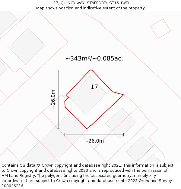 17, QUINCY WAY, STAFFORD, ST16 1WD: Plot and title map