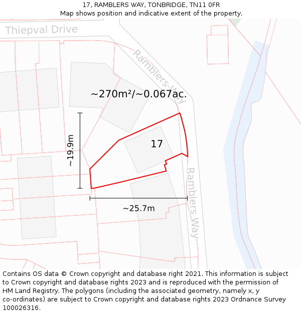 17, RAMBLERS WAY, TONBRIDGE, TN11 0FR: Plot and title map