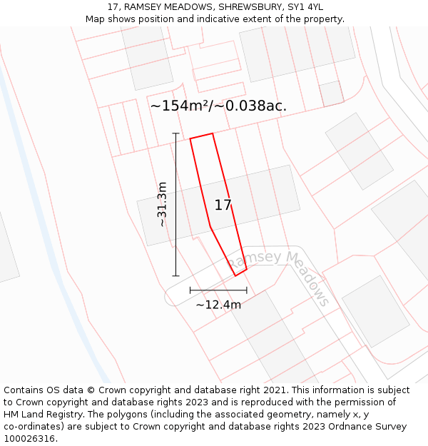 17, RAMSEY MEADOWS, SHREWSBURY, SY1 4YL: Plot and title map