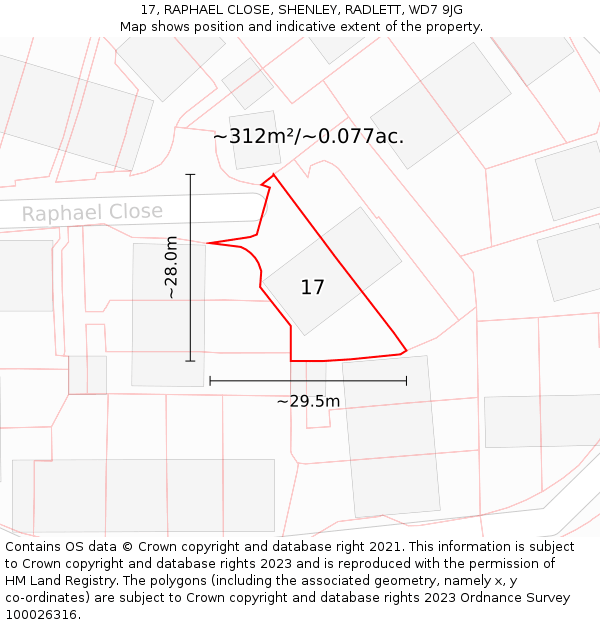 17, RAPHAEL CLOSE, SHENLEY, RADLETT, WD7 9JG: Plot and title map