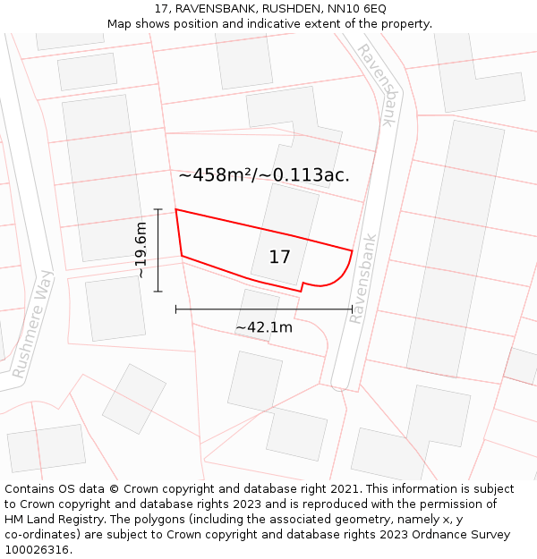 17, RAVENSBANK, RUSHDEN, NN10 6EQ: Plot and title map