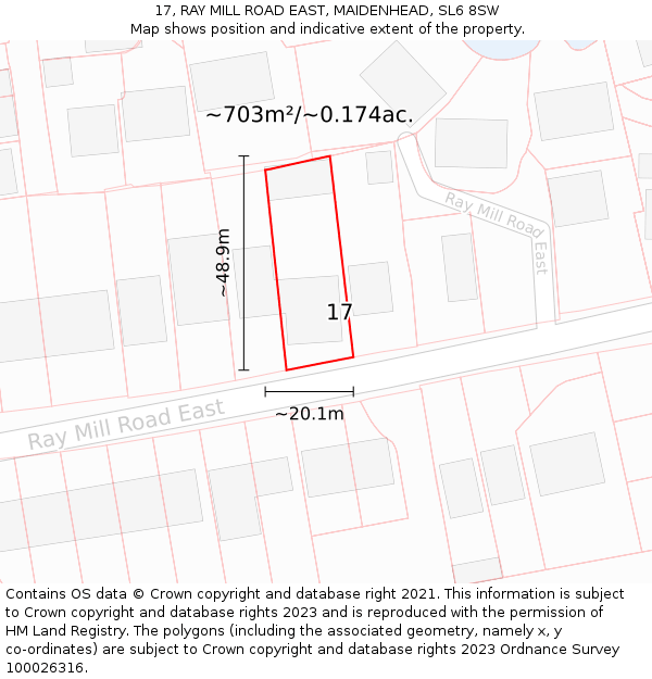 17, RAY MILL ROAD EAST, MAIDENHEAD, SL6 8SW: Plot and title map