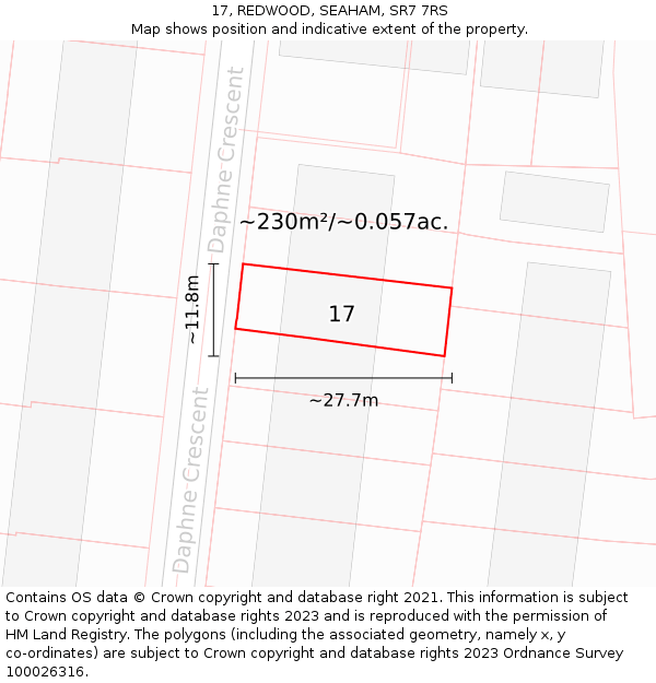 17, REDWOOD, SEAHAM, SR7 7RS: Plot and title map