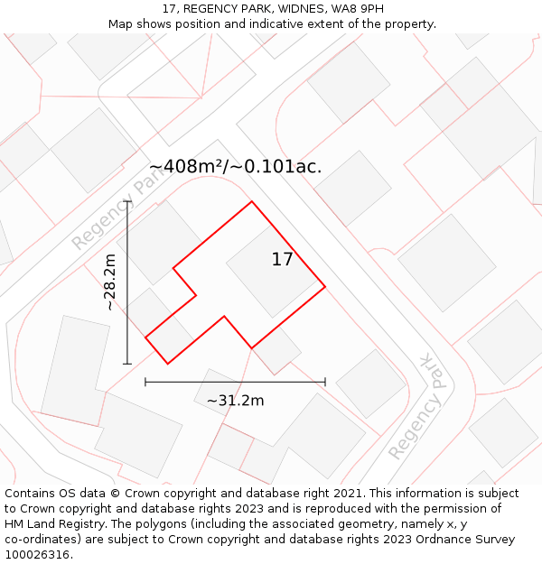 17, REGENCY PARK, WIDNES, WA8 9PH: Plot and title map