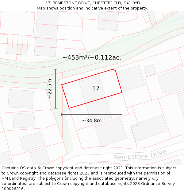 17, REMPSTONE DRIVE, CHESTERFIELD, S41 0YB: Plot and title map