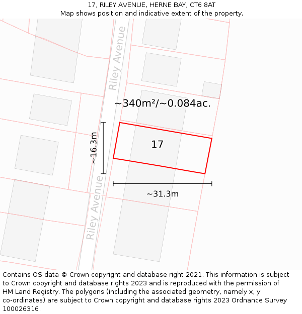 17, RILEY AVENUE, HERNE BAY, CT6 8AT: Plot and title map