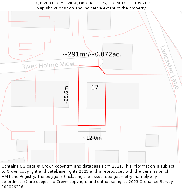 17, RIVER HOLME VIEW, BROCKHOLES, HOLMFIRTH, HD9 7BP: Plot and title map