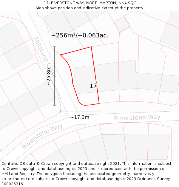 17, RIVERSTONE WAY, NORTHAMPTON, NN4 9QG: Plot and title map