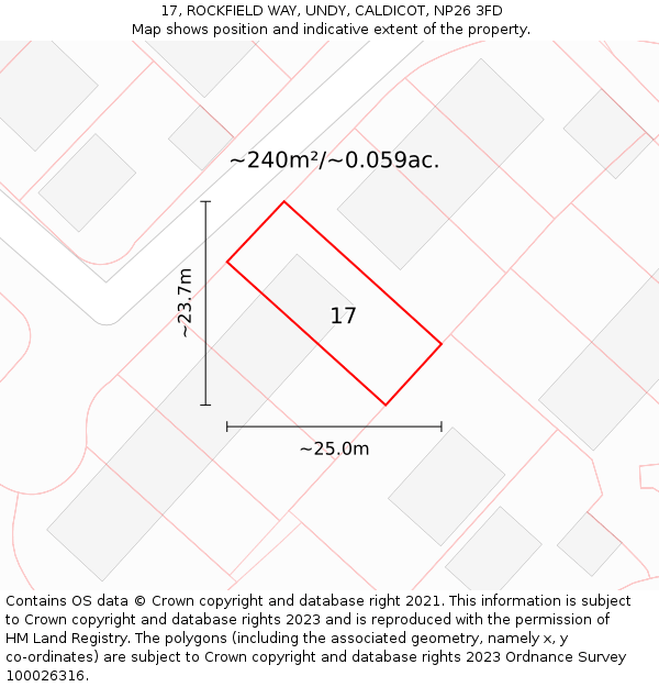 17, ROCKFIELD WAY, UNDY, CALDICOT, NP26 3FD: Plot and title map
