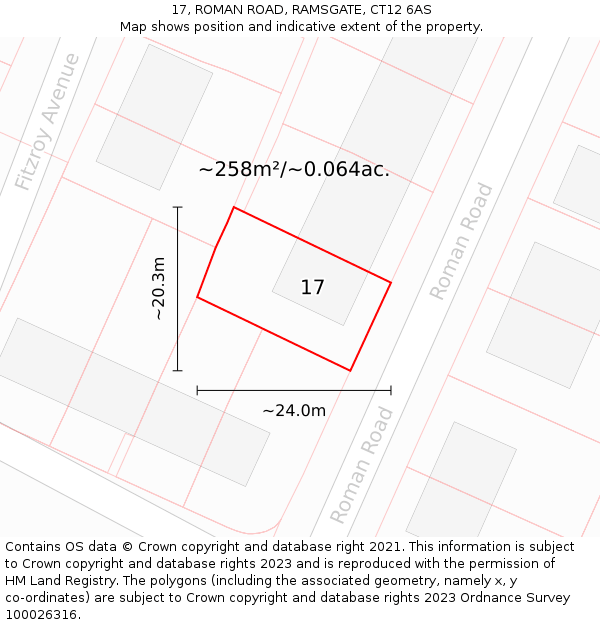 17, ROMAN ROAD, RAMSGATE, CT12 6AS: Plot and title map