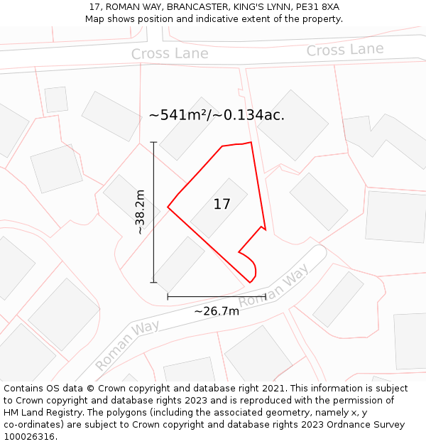 17, ROMAN WAY, BRANCASTER, KING'S LYNN, PE31 8XA: Plot and title map