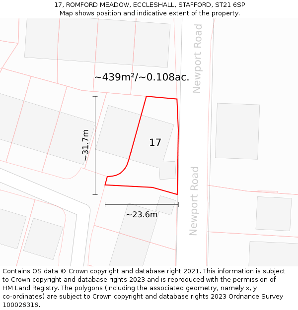 17, ROMFORD MEADOW, ECCLESHALL, STAFFORD, ST21 6SP: Plot and title map