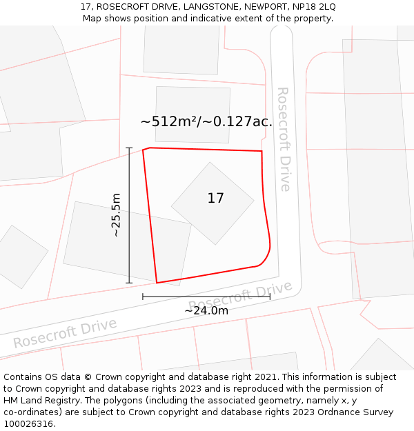 17, ROSECROFT DRIVE, LANGSTONE, NEWPORT, NP18 2LQ: Plot and title map