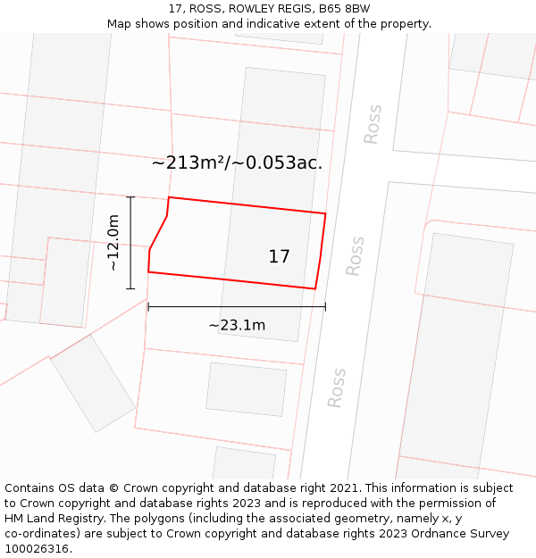 17, ROSS, ROWLEY REGIS, B65 8BW: Plot and title map