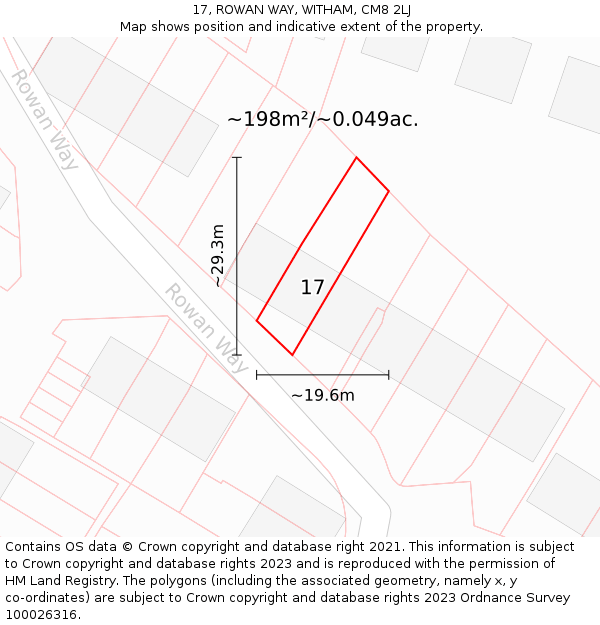 17, ROWAN WAY, WITHAM, CM8 2LJ: Plot and title map