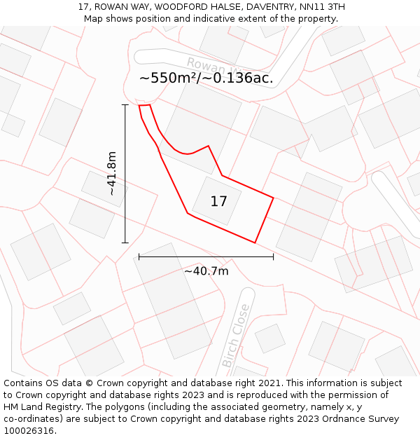 17, ROWAN WAY, WOODFORD HALSE, DAVENTRY, NN11 3TH: Plot and title map