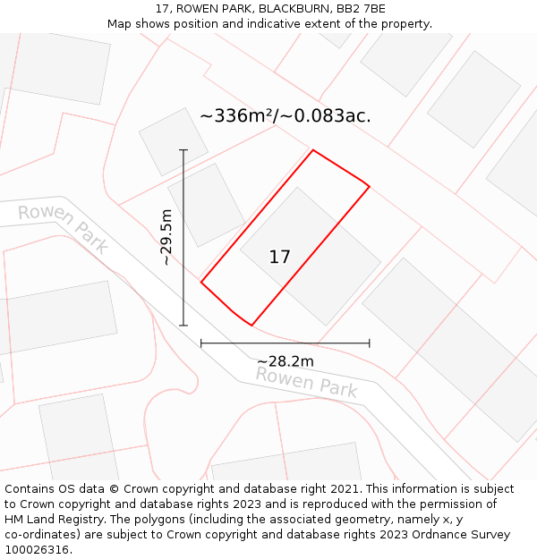 17, ROWEN PARK, BLACKBURN, BB2 7BE: Plot and title map