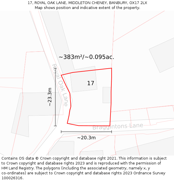 17, ROYAL OAK LANE, MIDDLETON CHENEY, BANBURY, OX17 2LX: Plot and title map