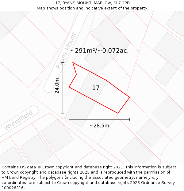 17, RYANS MOUNT, MARLOW, SL7 2PB: Plot and title map
