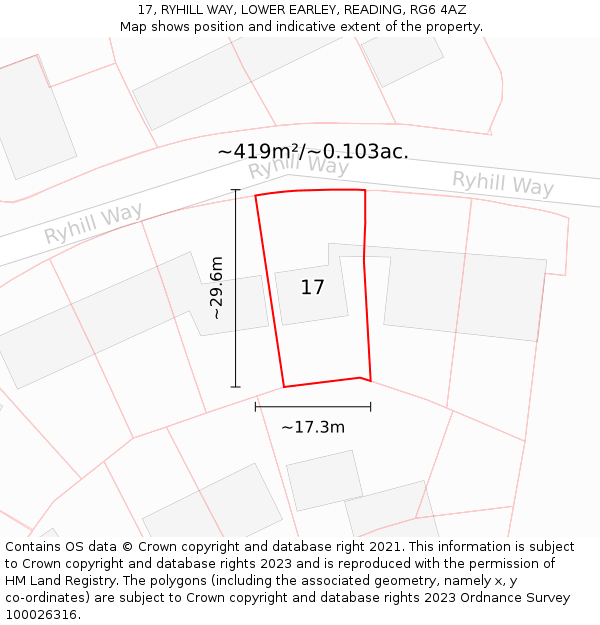 17, RYHILL WAY, LOWER EARLEY, READING, RG6 4AZ: Plot and title map